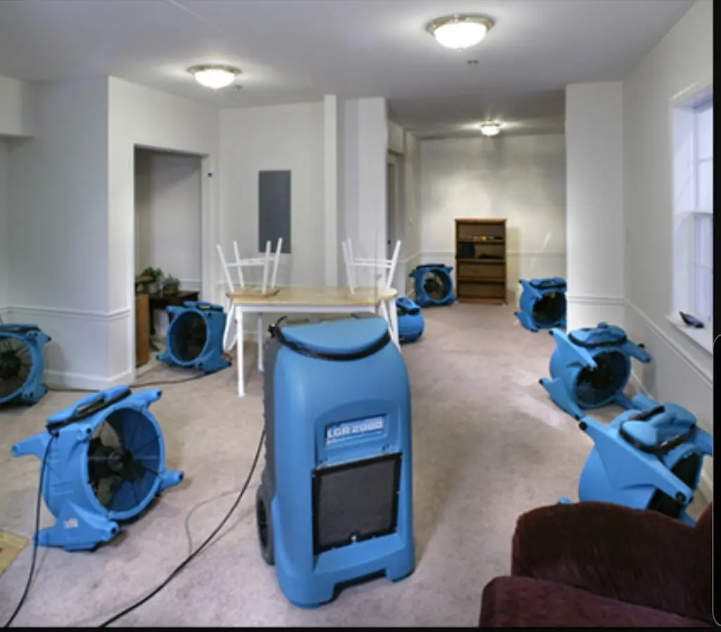 Air movers and dehumidifier setup for Water Extraction & Removal in Carolina Beach